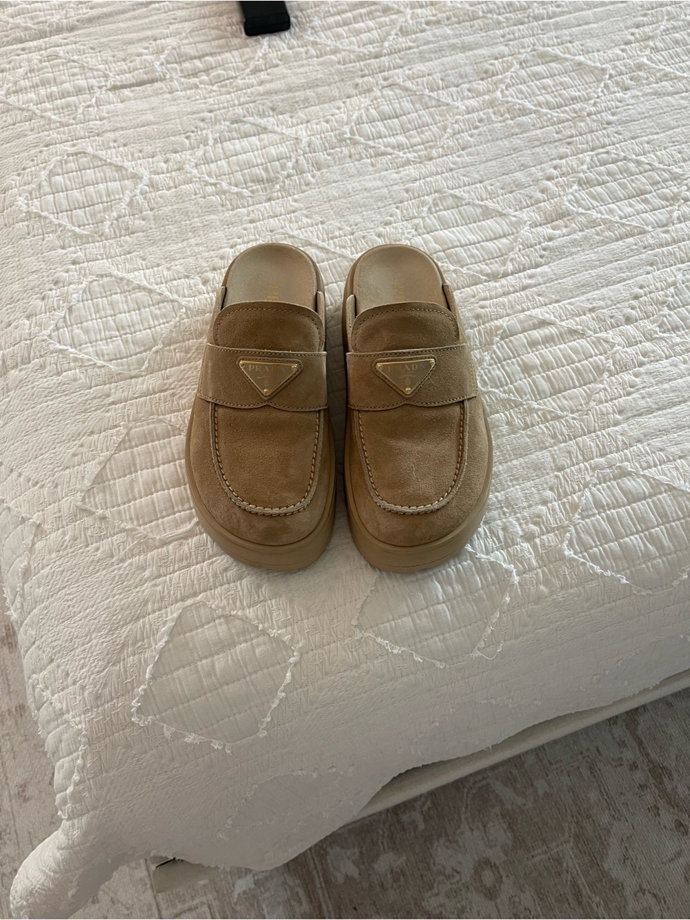 Prada Suede Slip-On Platform Loafers